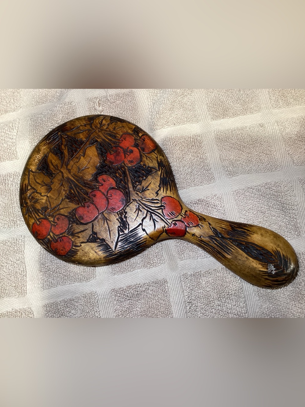 Vintage Hand-etched Mirror with Cherry Design